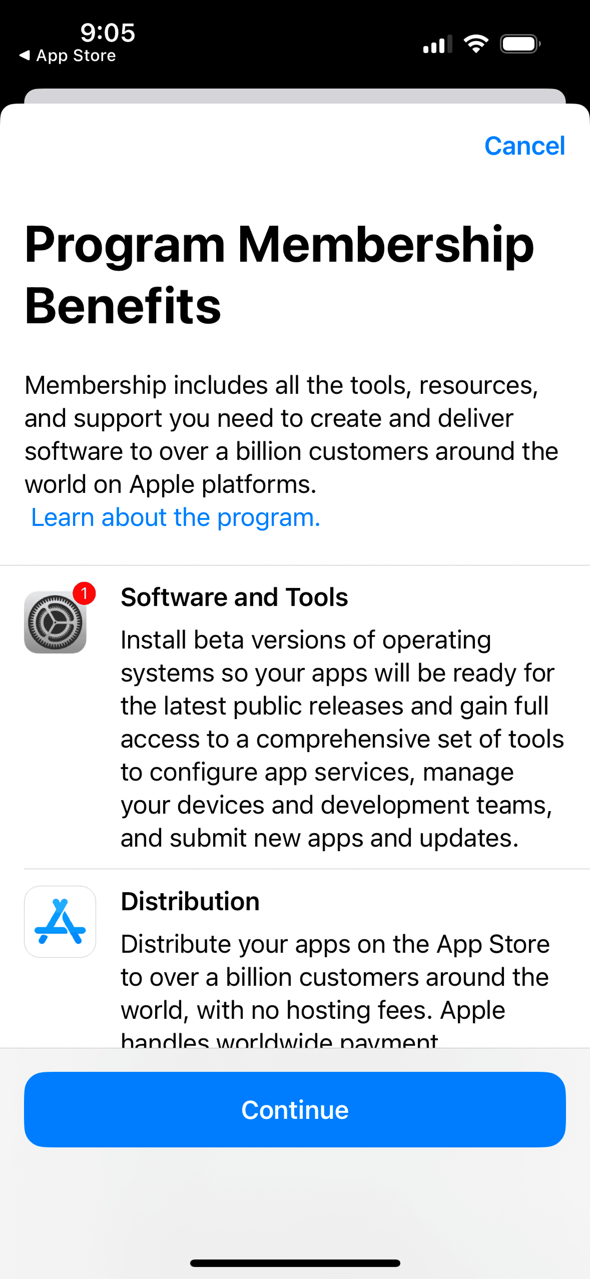 Step 4: 閱讀說明並點選 'Continue'